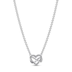 Pandora Moments Halskette Ewigkeitsherz, 14-karätig vergoldet, mit klarem Cubic Zirkonia Modernes