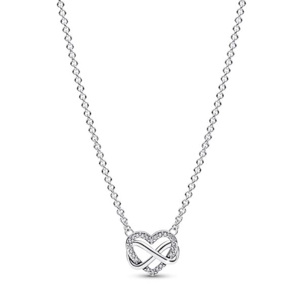 Pandora Moments Halskette Ewigkeitsherz, 14-karätig vergoldet, mit klarem Cubic Zirkonia Modernes