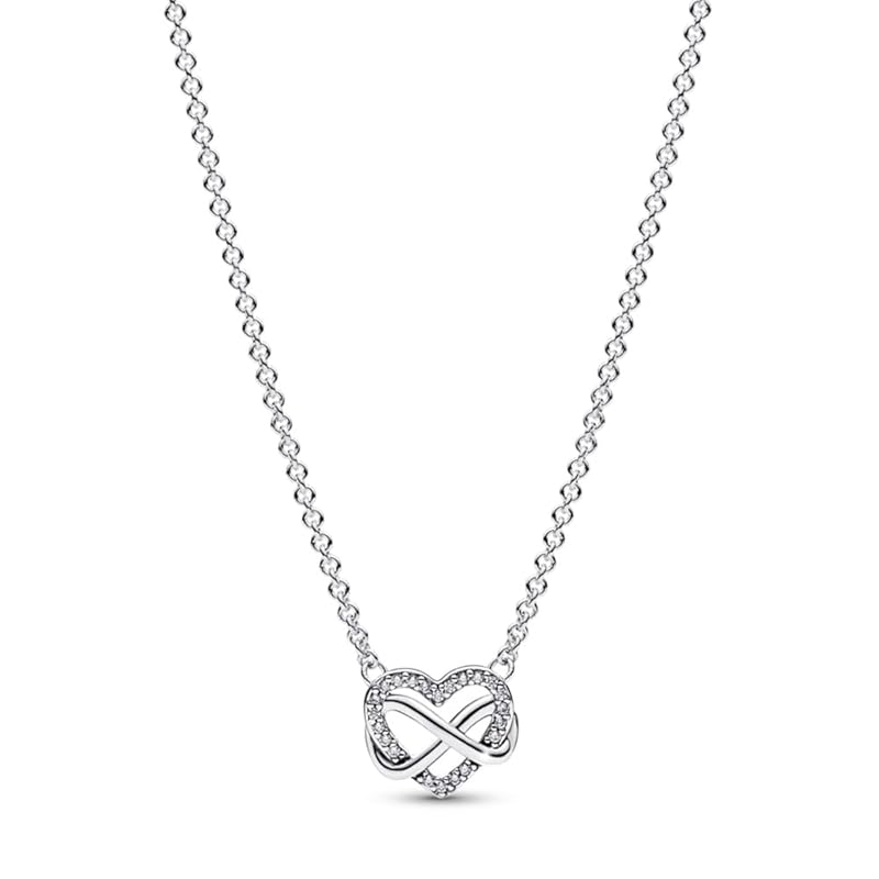 Pandora Moments Halskette Ewigkeitsherz, 14-karätig vergoldet, mit klarem Cubic Zirkonia Modernes