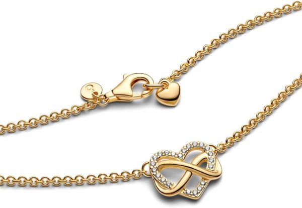 Pandora Moments Halskette Ewigkeitsherz, 14-karätig vergoldet, mit klarem Cubic Zirkonia Moderner