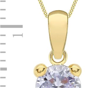 Amazon Essentials Halskette mit Anhänger aus 9-Karätigem Gold mit Geburtsstein (ehemals Amazon Collection) Lila/Juni