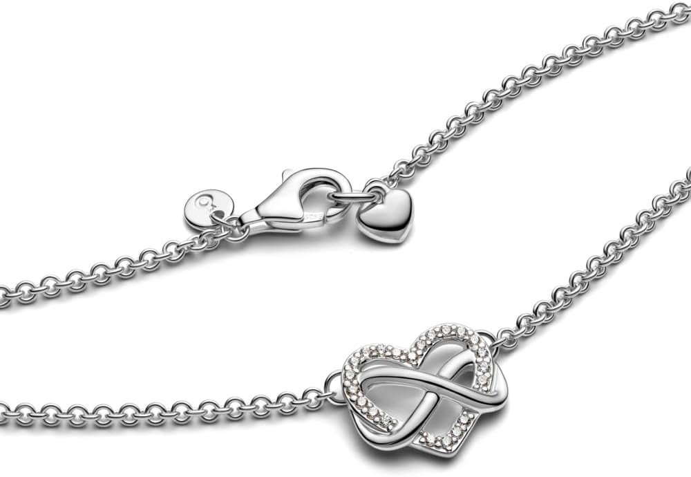 Pandora Moments Halskette Ewigkeitsherz, 14-karätig vergoldet, mit klarem Cubic Zirkonia Modernes