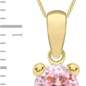 Amazon Essentials Halskette mit Anhänger aus 9-Karätigem Gold mit Geburtsstein (ehemals Amazon Collection) Rosa/Oktober