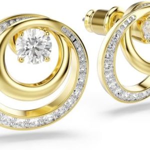 Swarovski Hyperbola Kollektion, Rundschliff, Weiß, Goldfarben beschichtet Hyperbola Ohrstecker