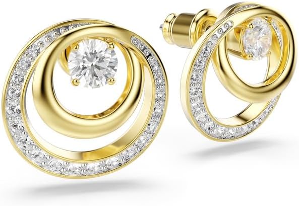 Swarovski Hyperbola Kollektion, Rundschliff, Weiß, Goldfarben beschichtet Hyperbola Ohrstecker