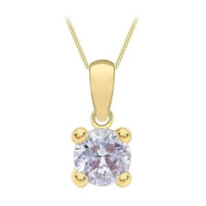 Amazon Essentials Halskette mit Anhänger aus 9-Karätigem Gold mit Geburtsstein (ehemals Amazon Collection) Lila/Juni