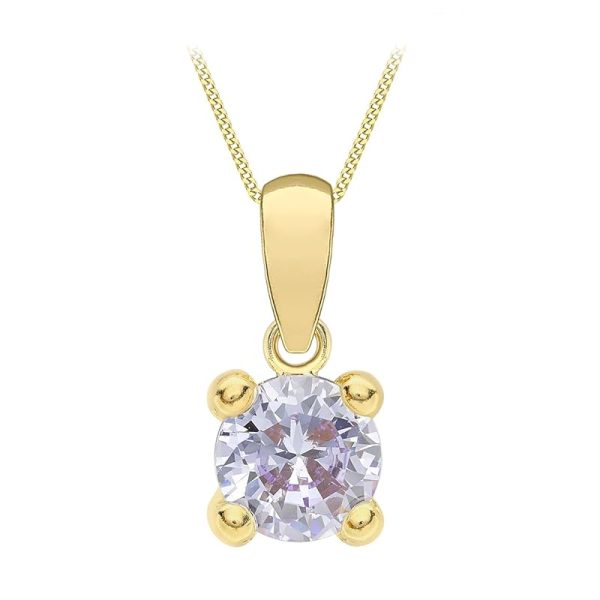 Amazon Essentials Halskette mit Anhänger aus 9-Karätigem Gold mit Geburtsstein (ehemals Amazon Collection) Lila/Juni