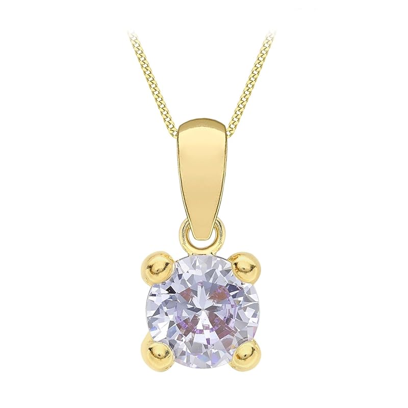 Amazon Essentials Halskette mit Anhänger aus 9-Karätigem Gold mit Geburtsstein (ehemals Amazon Collection) Lila/Juni