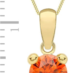 Amazon Essentials Halskette mit Anhänger aus 9-Karätigem Gold mit Geburtsstein (ehemals Amazon Collection) Orange/Januar