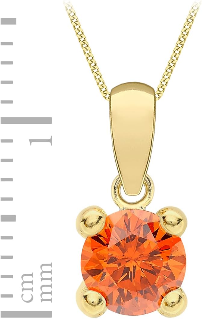 Amazon Essentials Halskette mit Anhänger aus 9-Karätigem Gold mit Geburtsstein (ehemals Amazon Collection) Orange/Januar