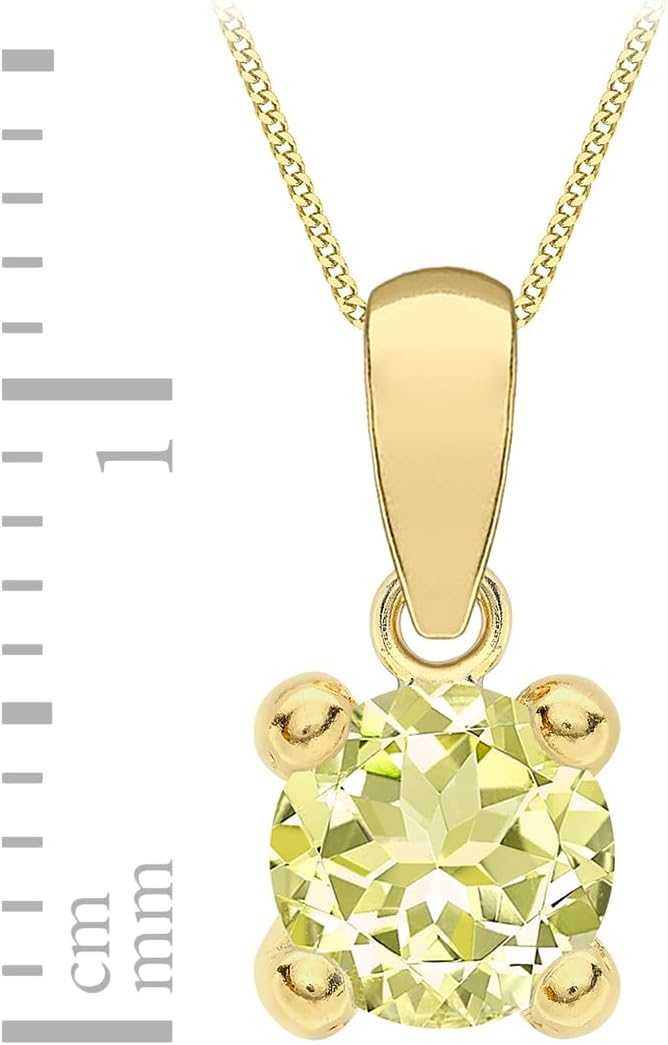 Amazon Essentials Halskette mit Anhänger aus 9-Karätigem Gold mit Geburtsstein (ehemals Amazon Collection) Hellgelb/August