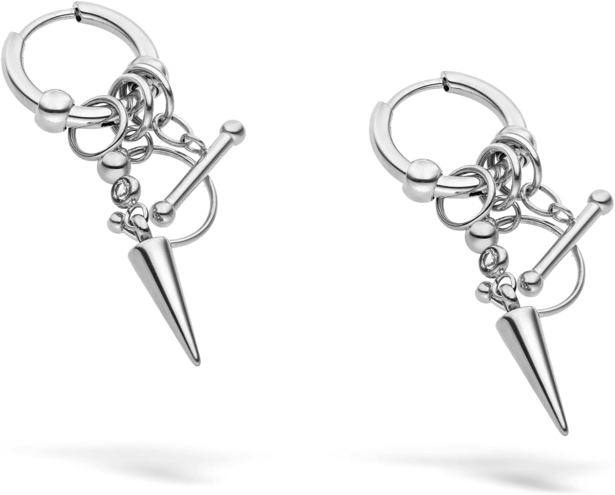 LIEBESKIND BERLIN Urban Chic Ohrring - Creole aus Edelstahl - 3,8 cm - Scharnierverschluss - wasserfest & hautfreundlich Silber