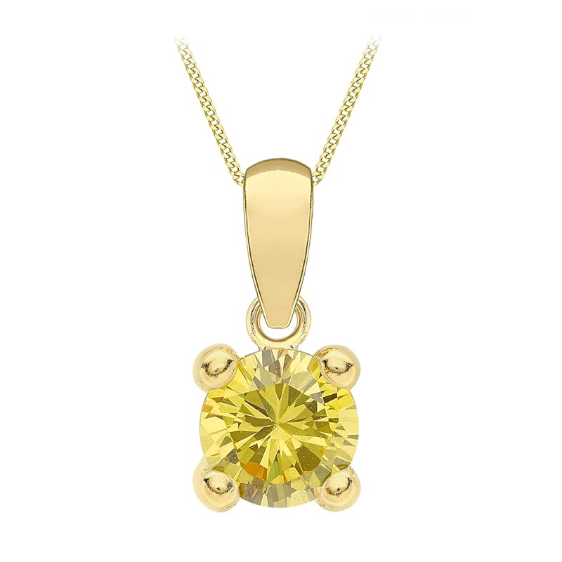 Amazon Essentials Halskette mit Anhänger aus 9-Karätigem Gold mit Geburtsstein (ehemals Amazon Collection) Gelb/November