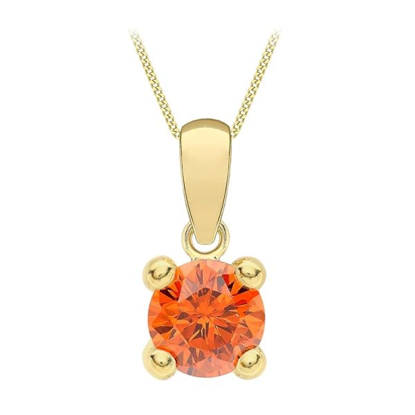 Amazon Essentials Halskette mit Anhänger aus 9-Karätigem Gold mit Geburtsstein (ehemals Amazon Collection) Orange/Januar