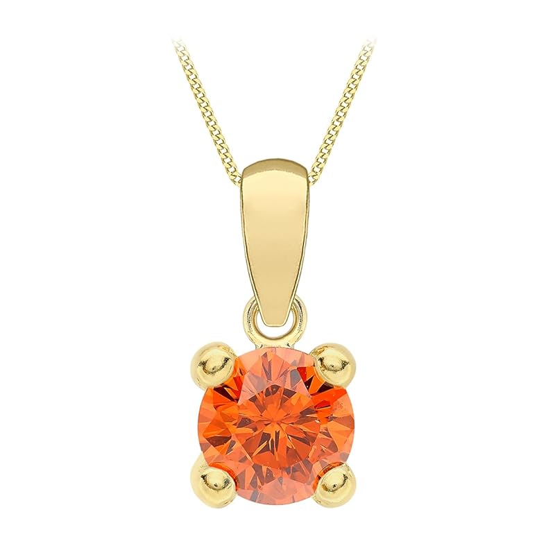 Amazon Essentials Halskette mit Anhänger aus 9-Karätigem Gold mit Geburtsstein (ehemals Amazon Collection) Orange/Januar