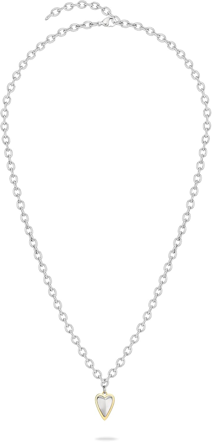 LIEBESKIND BERLIN Damen Schmuck mit Herz - Funkelnde Kette bicolor silber/gold