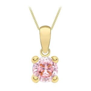 Amazon Essentials Halskette mit Anhänger aus 9-Karätigem Gold mit Geburtsstein (ehemals Amazon Collection) Rosa/Oktober