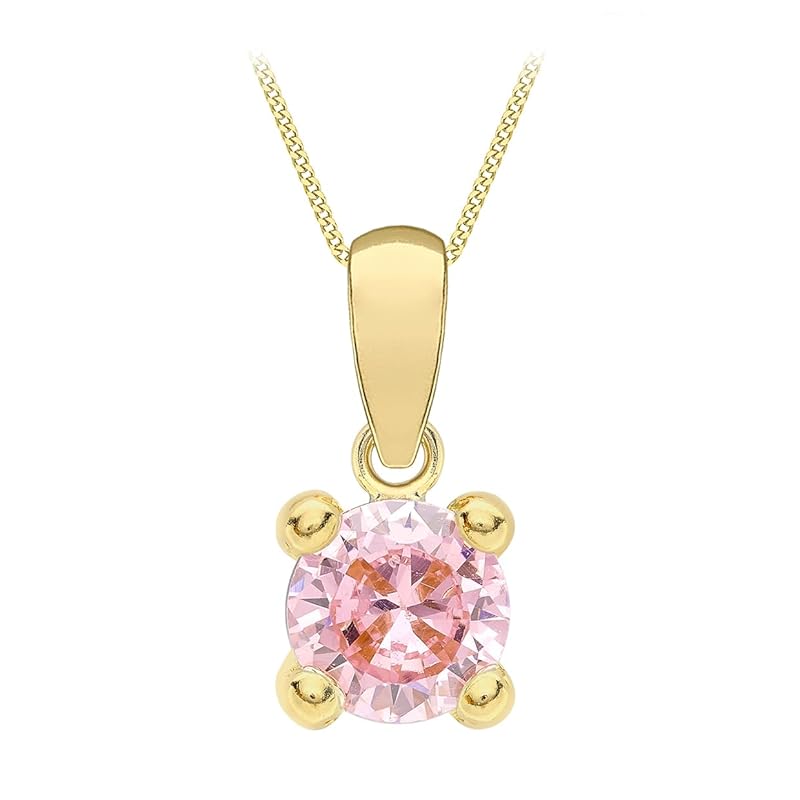 Amazon Essentials Halskette mit Anhänger aus 9-Karätigem Gold mit Geburtsstein (ehemals Amazon Collection) Rosa/Oktober