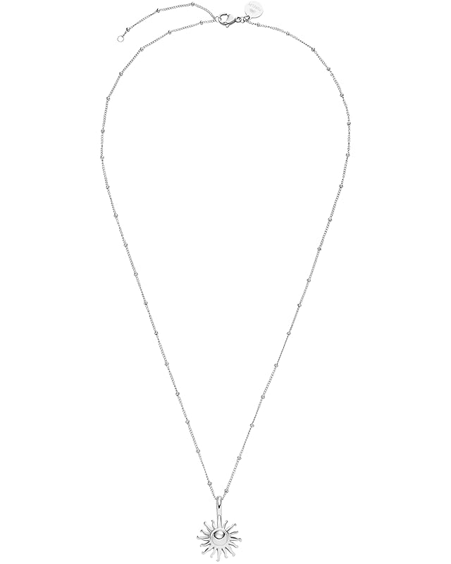 Purelei Sun Kette Damen – Halskette Damen aus langlebigem Edelstahl – Wasserfeste Kette mit Anhänger – 50-55 cm Länge verstellbar – Halskette für deinen individuellen Look Silber
