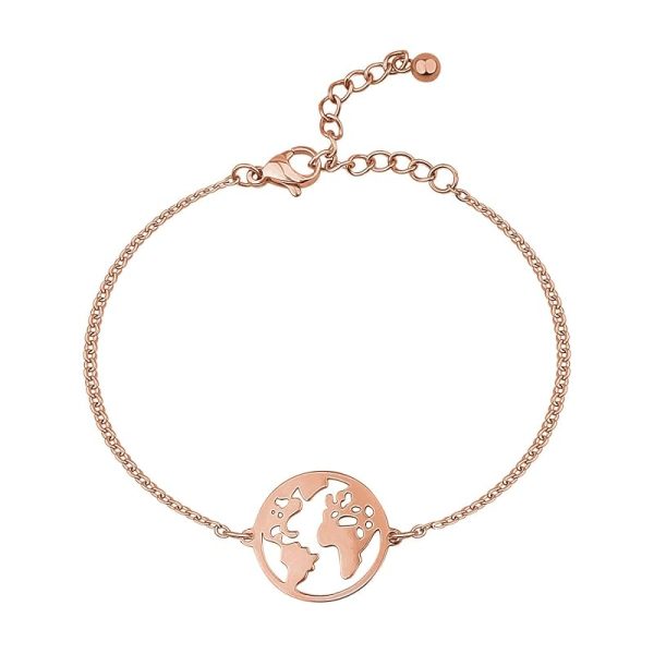 BONNYBIRD® Wasserfestes Edelstahl Weltkugel Armband in Silber, Gold & Roségold, 100% Wasserfest & Hautverträglich, Perfektes Reise Geschenk für Weltenbummler BonnyWorld BonnyWorld Roségold