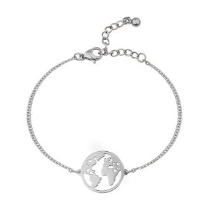 BONNYBIRD® Wasserfestes Edelstahl Weltkugel Armband in Silber, Gold & Roségold, 100% Wasserfest & Hautverträglich, Perfektes Reise Geschenk für Weltenbummler BonnyWorld BonnyWorld Silber