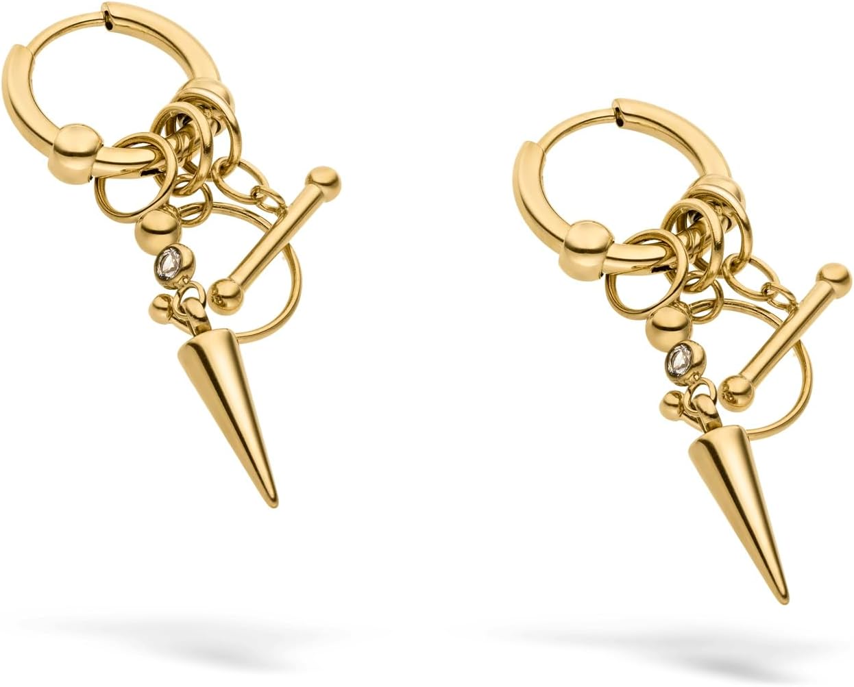 LIEBESKIND BERLIN Urban Chic Ohrring - Creole aus Edelstahl - 3,8 cm - Scharnierverschluss - wasserfest & hautfreundlich Gold