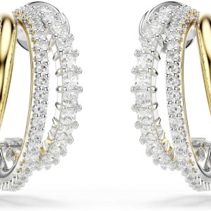 Swarovski Hyperbola Kollektion, Gemischte Schliffe, Weiß Creolen
