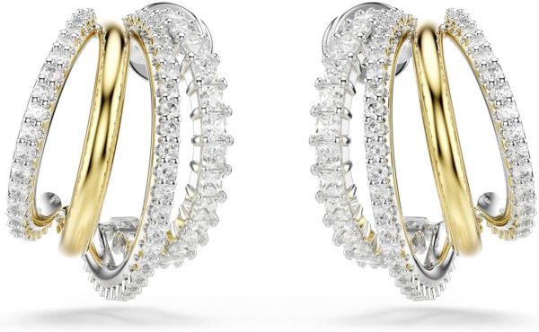 Swarovski Hyperbola Kollektion, Gemischte Schliffe, Weiß Creolen