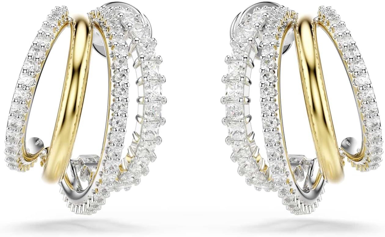 Swarovski Hyperbola Kollektion, Gemischte Schliffe, Weiß Creolen