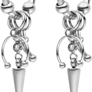 LIEBESKIND BERLIN Urban Chic Ohrring - Creole aus Edelstahl - 3,8 cm - Scharnierverschluss - wasserfest & hautfreundlich Silber