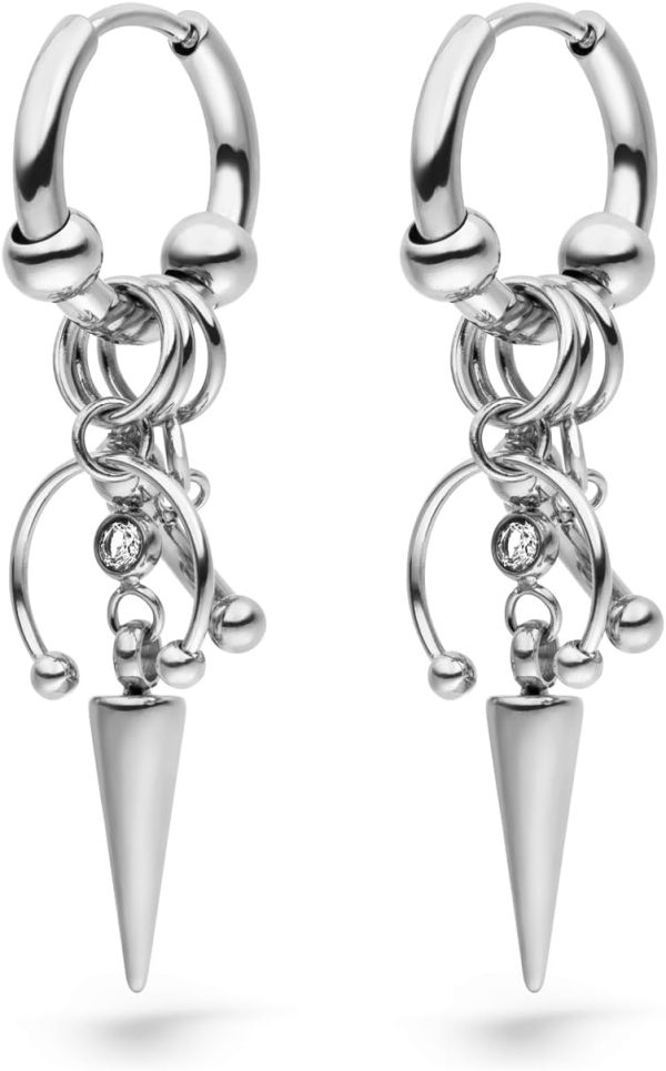 LIEBESKIND BERLIN Urban Chic Ohrring - Creole aus Edelstahl - 3,8 cm - Scharnierverschluss - wasserfest & hautfreundlich Silber