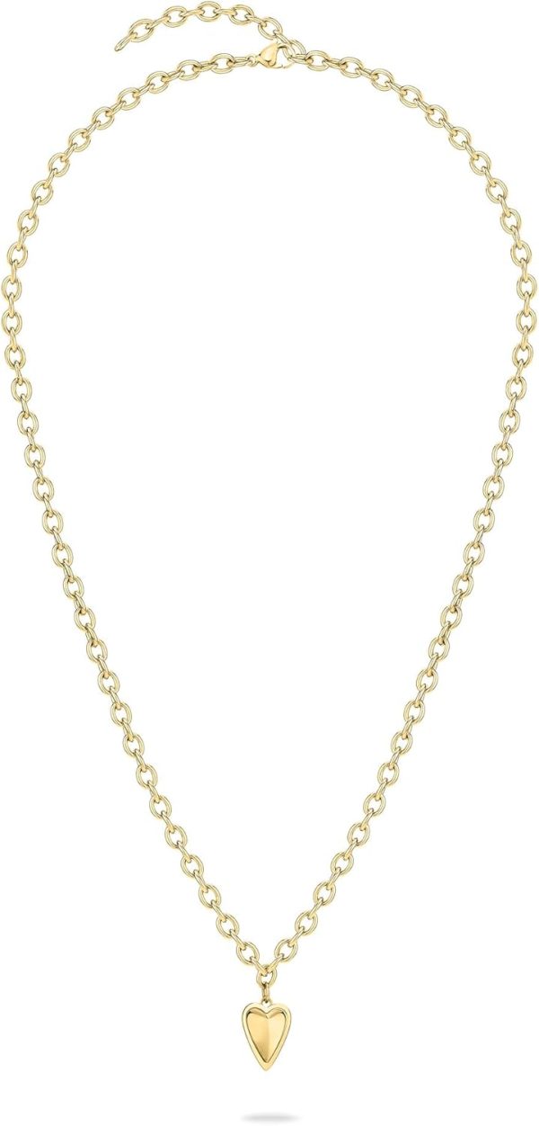 LIEBESKIND BERLIN Damen Schmuck mit Herz - Funkelnde Kette Gold