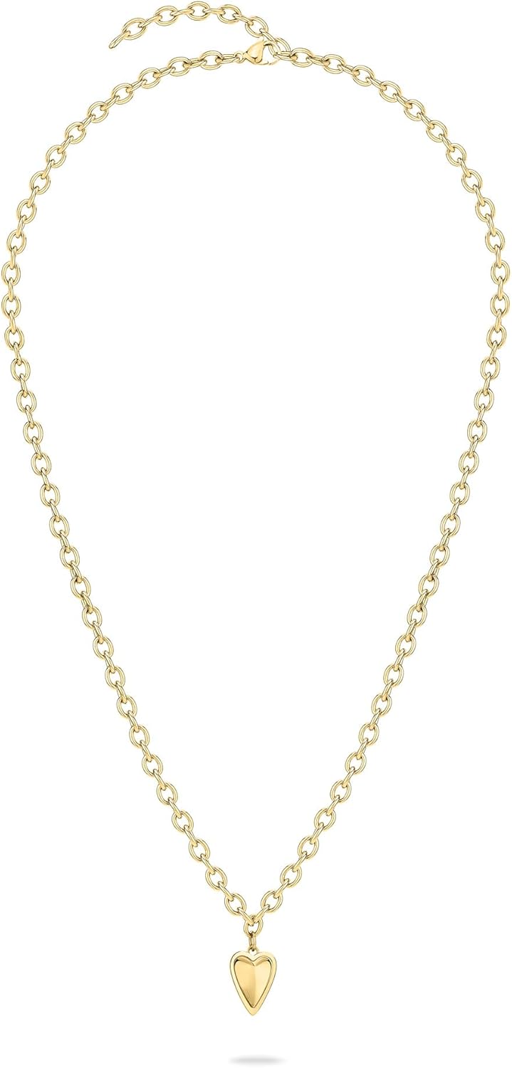 LIEBESKIND BERLIN Damen Schmuck mit Herz - Funkelnde Kette Gold