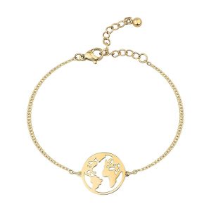 BONNYBIRD® Wasserfestes Edelstahl Weltkugel Armband in Silber, Gold & Roségold, 100% Wasserfest & Hautverträglich, Perfektes Reise Geschenk für Weltenbummler BonnyWorld BonnyWorld Gold