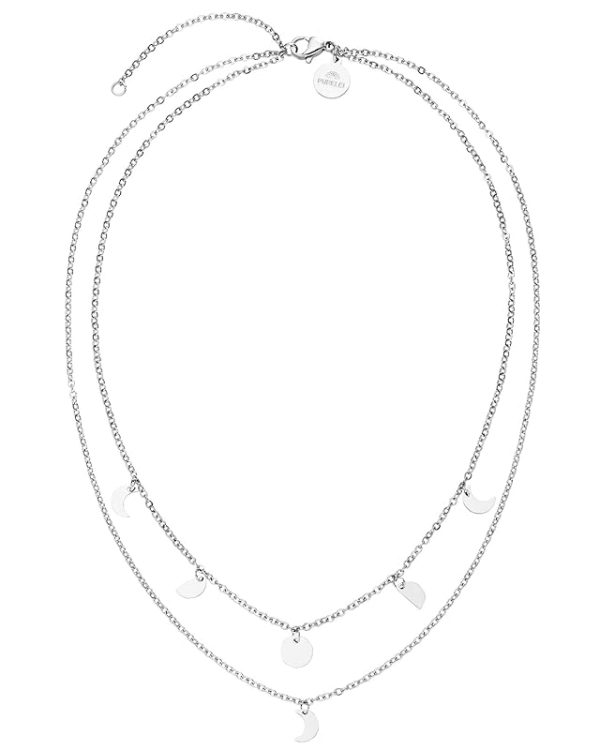 Purelei Luna Kette Damen – Halskette Damen aus langlebigem Edelstahl – Wasserfeste Kette mit Anhänger – 40-45 cm Länge verstellbar – Halskette für deinen individuellen Look Silber