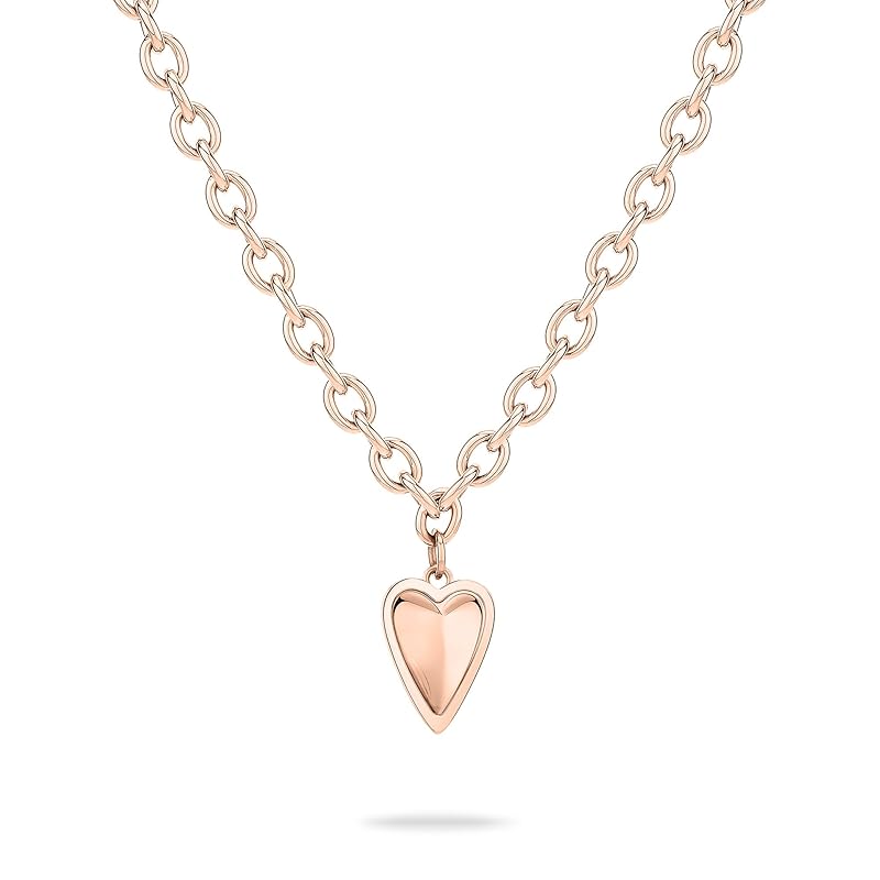 LIEBESKIND BERLIN Damen Schmuck mit Herz - Funkelnde Kette roségold