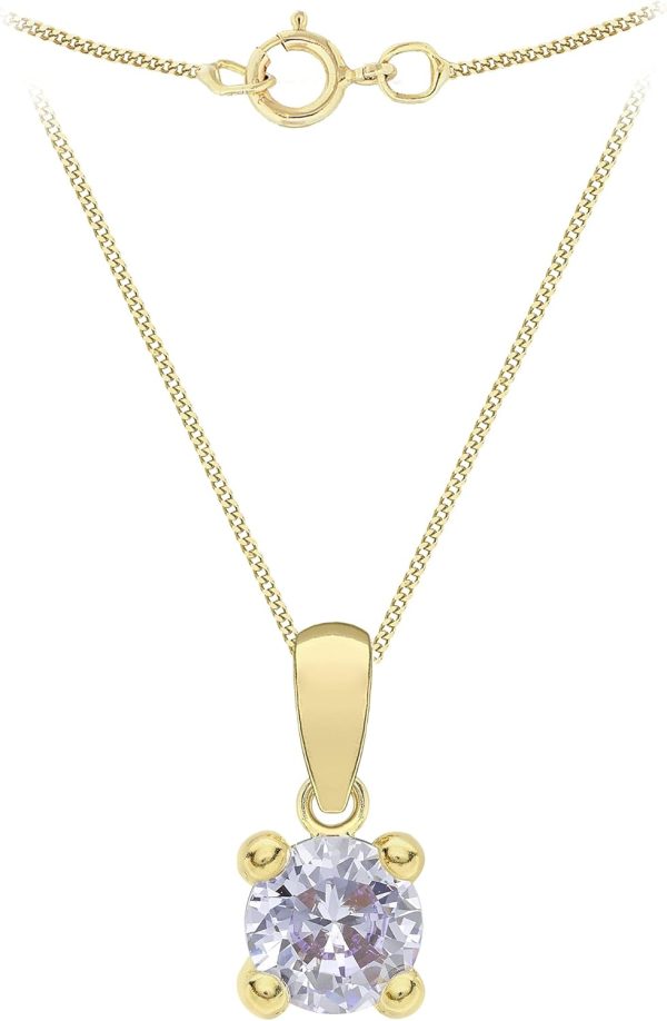 Amazon Essentials Halskette mit Anhänger aus 9-Karätigem Gold mit Geburtsstein (ehemals Amazon Collection) Lila/Juni