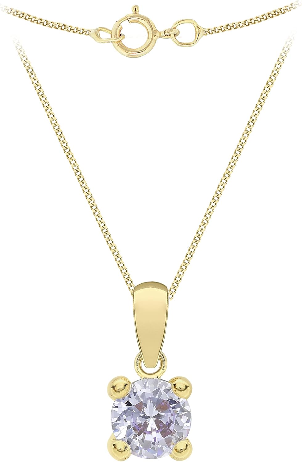 Amazon Essentials Halskette mit Anhänger aus 9-Karätigem Gold mit Geburtsstein (ehemals Amazon Collection) Lila/Juni