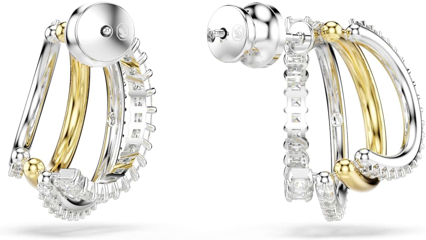 Swarovski Hyperbola Kollektion, Gemischte Schliffe, Weiß Creolen