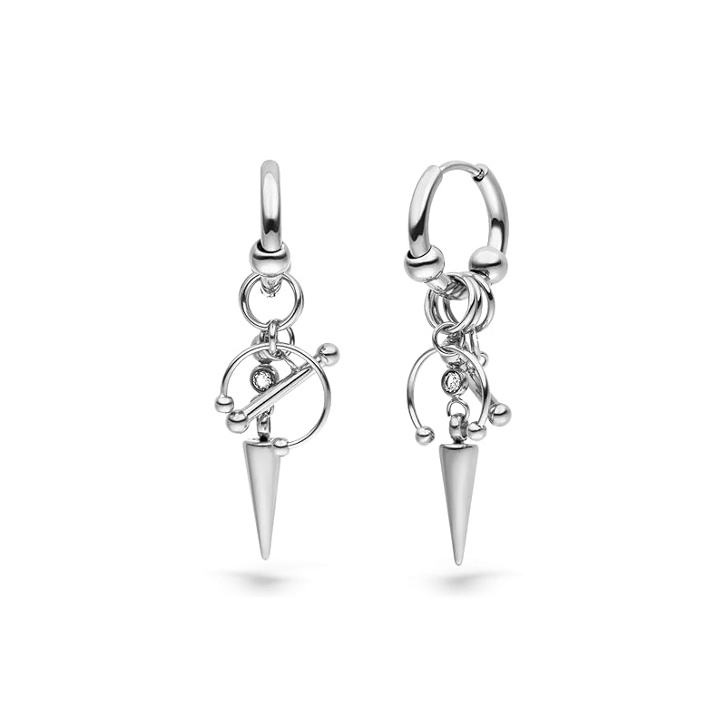 LIEBESKIND BERLIN Urban Chic Ohrring - Creole aus Edelstahl - 3,8 cm - Scharnierverschluss - wasserfest & hautfreundlich Silber