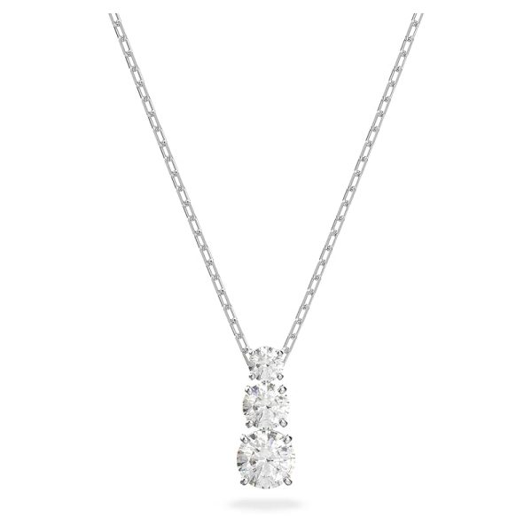 Swarovski Stilla Attract Trilogy Anhänger, Rund, Weiss, Rhodiniert