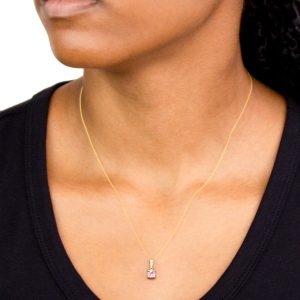 Amazon Essentials Halskette mit Anhänger aus 9-Karätigem Gold mit Geburtsstein (ehemals Amazon Collection) Rosa/Oktober