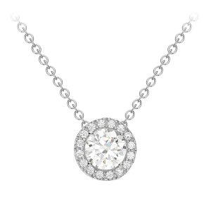 Amazon Essentials Halo-Halskette aus 9-Karätigem Gelb und Weißgold mit Kubischen Zirkonia (ehemals Amazon Collection)