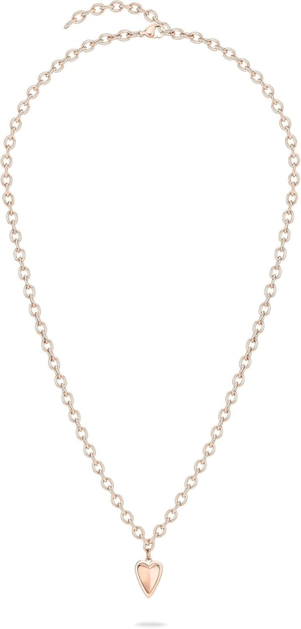LIEBESKIND BERLIN Damen Schmuck mit Herz - Funkelnde Kette roségold