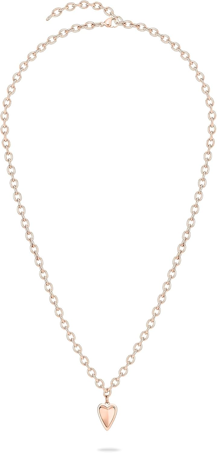 LIEBESKIND BERLIN Damen Schmuck mit Herz - Funkelnde Kette roségold