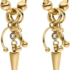 LIEBESKIND BERLIN Urban Chic Ohrring - Creole aus Edelstahl - 3,8 cm - Scharnierverschluss - wasserfest & hautfreundlich Gold