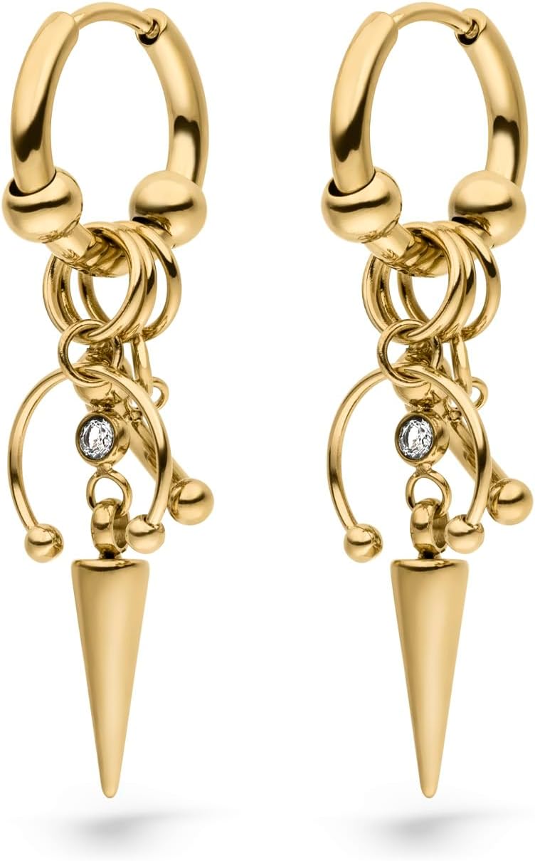 LIEBESKIND BERLIN Urban Chic Ohrring - Creole aus Edelstahl - 3,8 cm - Scharnierverschluss - wasserfest & hautfreundlich Gold