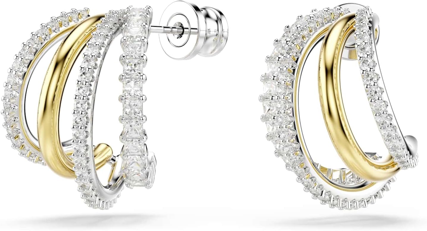 Swarovski Hyperbola Kollektion, Gemischte Schliffe, Weiß Creolen