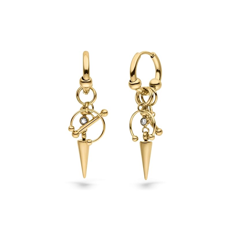 LIEBESKIND BERLIN Urban Chic Ohrring - Creole aus Edelstahl - 3,8 cm - Scharnierverschluss - wasserfest & hautfreundlich Gold