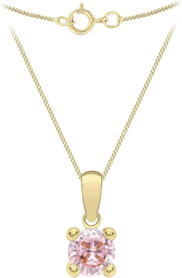 Amazon Essentials Halskette mit Anhänger aus 9-Karätigem Gold mit Geburtsstein (ehemals Amazon Collection) Rosa/Oktober